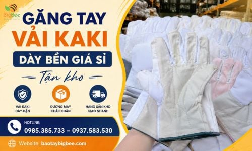 Găng Tay Vải Kaki Dày Bền Giá Sỉ Tận Kho
