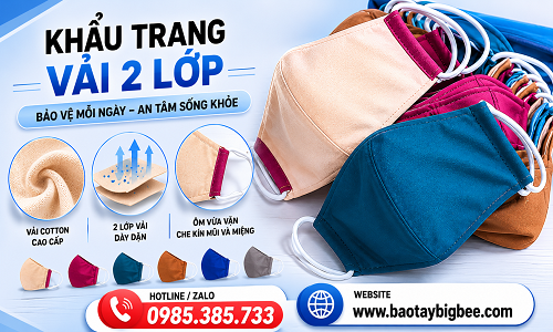 Khẩu trang vải cotton 2 lớp giá sỉ tận xưởng, chiết khấu cao