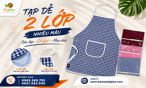 Tạp dề phục vụ ngắn 2 lớp bền đẹp giá sỉ tận gốc