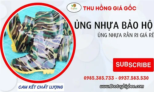 Ủng nhựa bảo hộ rằn ri giá rẻ loại dày hàng bền đẹp đi mưa đi rẫy