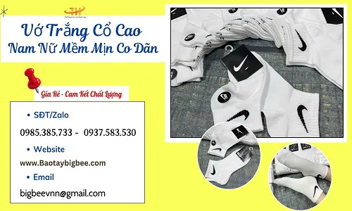 Vớ trắng cổ cao nam nữ giá rẻ – Mềm mịn, co giãn tốt