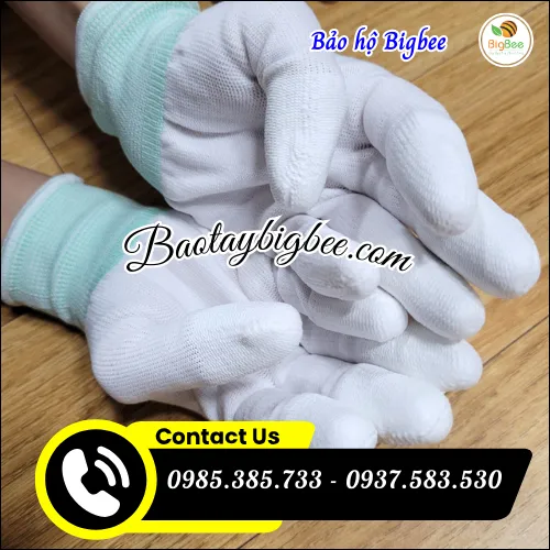 Găng tay chống tĩnh điện phủ PU đầu ngón cho ngành điện tử