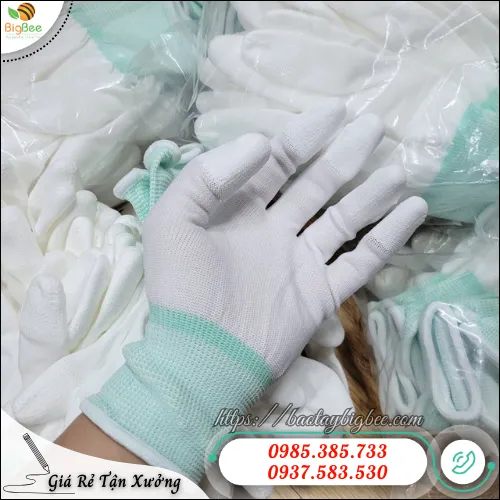 Găng tay chống tĩnh điện phủ PU đầu ngón cho ngành điện tử