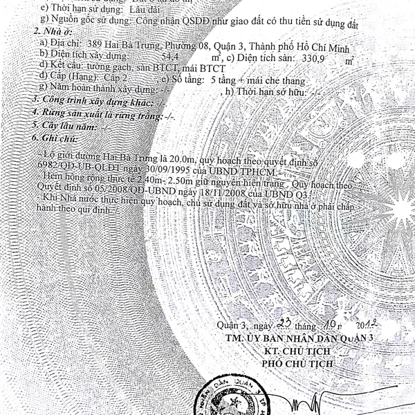 Bán Nhà Hai Bà Trưng Quận 3 – Góc 2 Mặt Tiền 389 Hai Bà Trưng – Đối Diện Chợ Tân Định