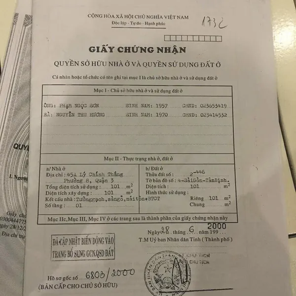 BÁN NHÀ QUẬN 3 – NHÀ MẶT TIỀN ĐƯỜNG LÝ CHÍNH THẮNG, GẦN HAI BÀ TRƯNG