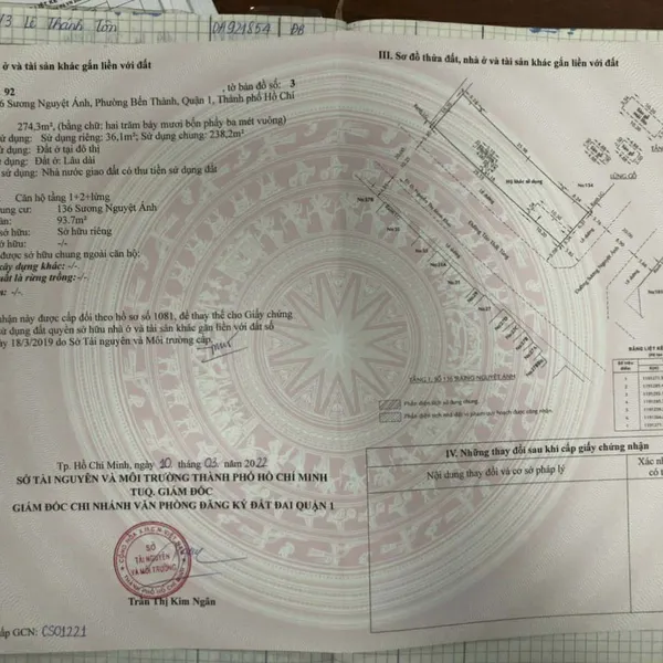 BÁN NHÀ MẶT TIỀN ĐƯỜNG SƯƠNG NGUYỆT ANH, QUẬN 1 GIÁ TỐT