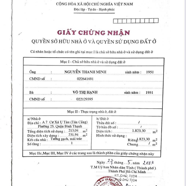 Bán nhà Ung Văn Khiêm, P25, Quận Bình Thạnh