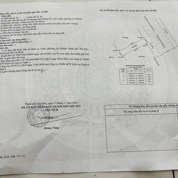 Bán đất mặt tiền đường Bạch Đông Ôn, P. An Khánh, Quận 2