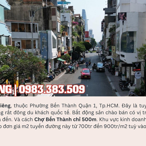 Bán nhà mặt tiền Lê Thị Riêng, Phường Bến Thành, TP.HCM