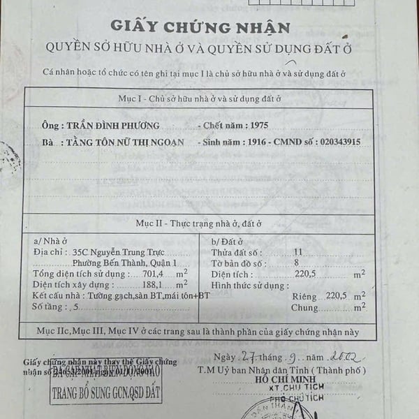 Bán nhà 35C Nguyễn Trung Trực, P. Bến Thành, Quận 1