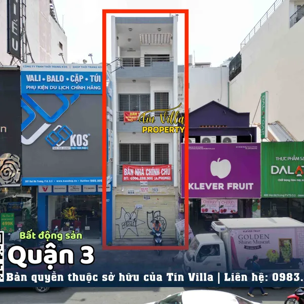 Bán nhà mặt tiền đường HAI BÀ TRƯNG, QUẬN 3