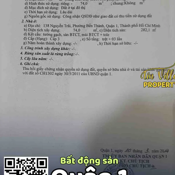 Cần bán nhà mặt tiền đường NGUYỄN TRÃI QUẬN 1