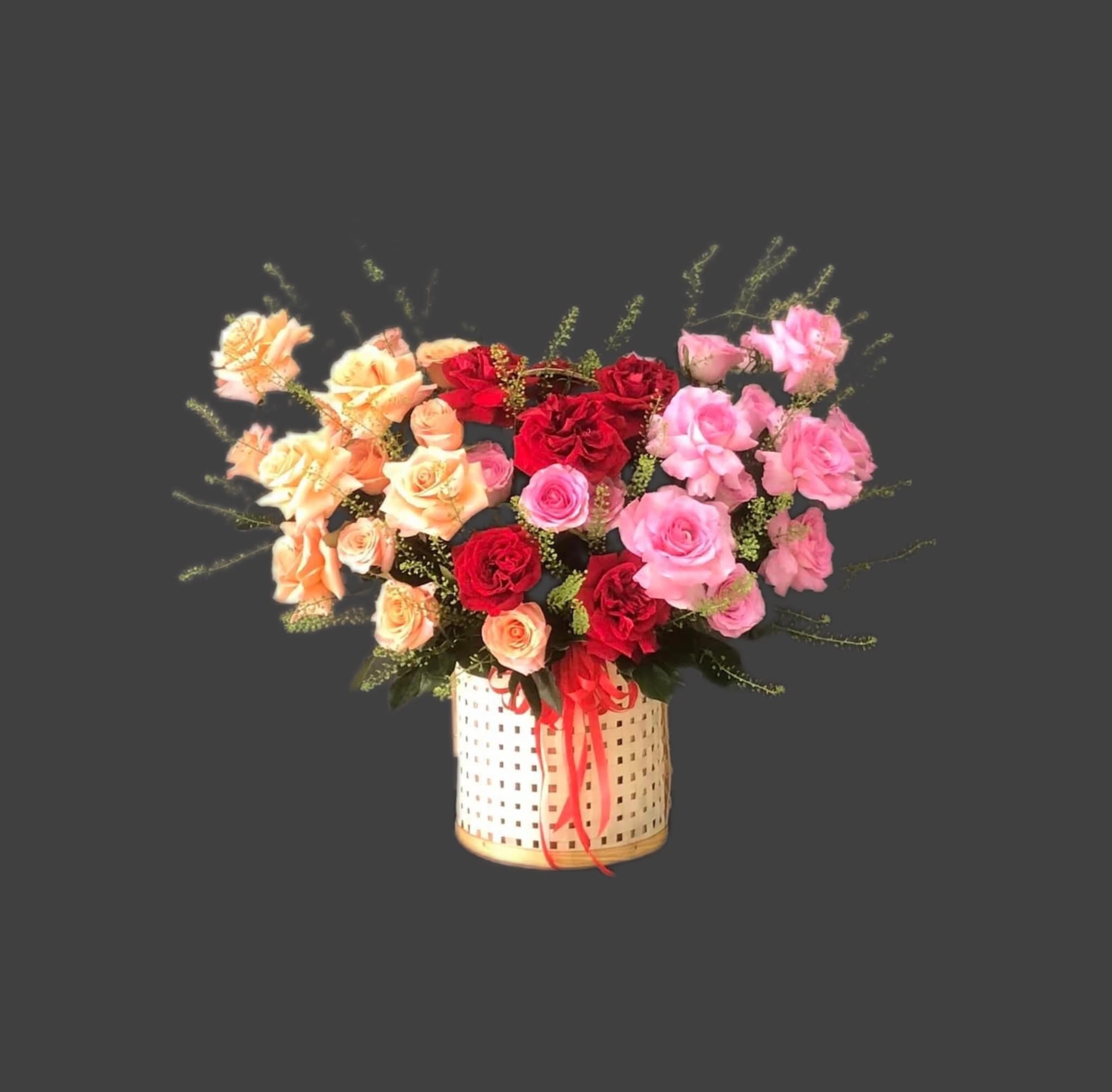 Giỏ hoa hồng chúc mừng khai trương