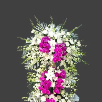 KỆ HOA VIẾNG 3 TẦNG TRẮNG TÍM - HV014