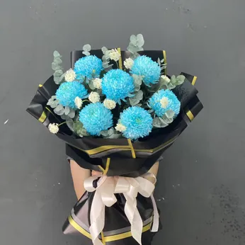 BÓ HOA CÚC MẪU ĐƠN XANH DƯƠNG - HB012