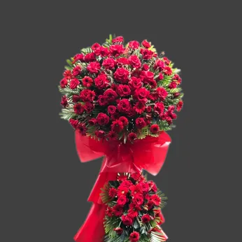 KỆ HOA KHAI TRƯƠNG TONE ĐỎ THEO PHONG CÁCH HIỆN ĐẠI - KCM010