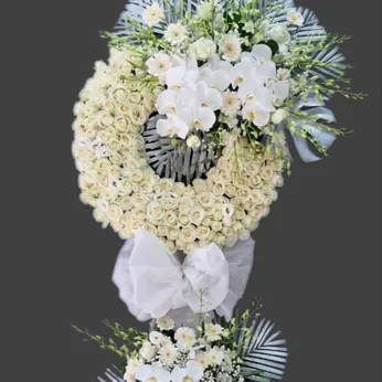 KỆ HOA VIẾNG 2 TẦNG TONE TRẮNG- HV011