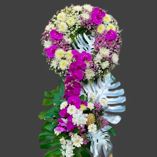 KỆ HOA VIẾNG 2 TẦNG TRẮNG TÍM- HV009