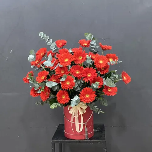 GIỎ HOA ĐỒNG TIỀN ĐỎ- HG012