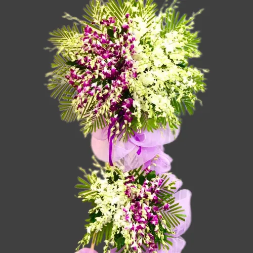 KỆ HOA VIẾNG 2 TẦNG TRẮNG TÍM- HV008