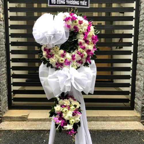 KỆ HOA VIẾNG 2 TẦNG TRẮNG TÍM- HV010