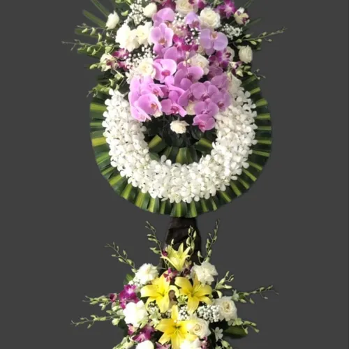 KỆ HOA VIẾNG 2 TẦNG MIX MÀU THEO PHONG CÁCH CỔ ĐIỂN- HV004