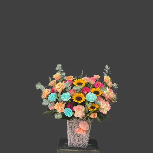 GIỎ HOA MIX MÀU THEO PHONG CÁCH HIỆN ĐẠI - HG010