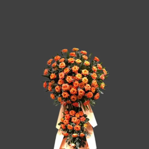 KỆ HOA KHAI TRƯƠNG TONE CAM THEO PHONG CÁCH HIỆN ĐẠI - KCM009