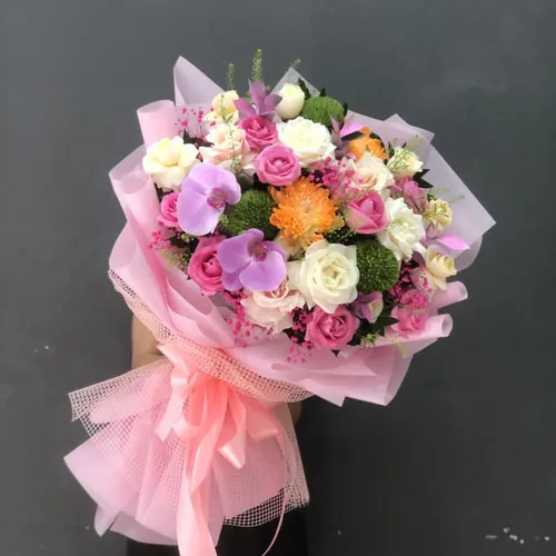 BÓ HOA HỒNG MIX LAN HỒ ĐIỆP - HB010