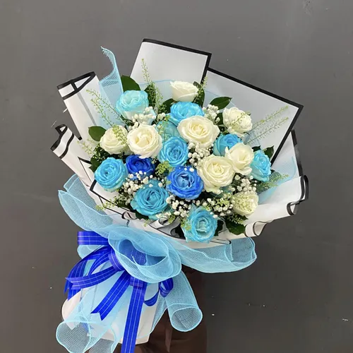 BÓ HOA HỒNG XANH DƯƠNG MIX - HB008