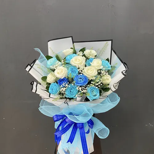 BÓ HOA HỒNG XANH DƯƠNG MIX - HB008