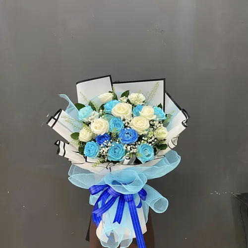 BÓ HOA HỒNG XANH DƯƠNG MIX - HB008