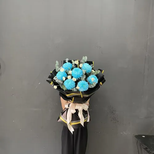 BÓ HOA CÚC MẪU ĐƠN XANH DƯƠNG - HB012