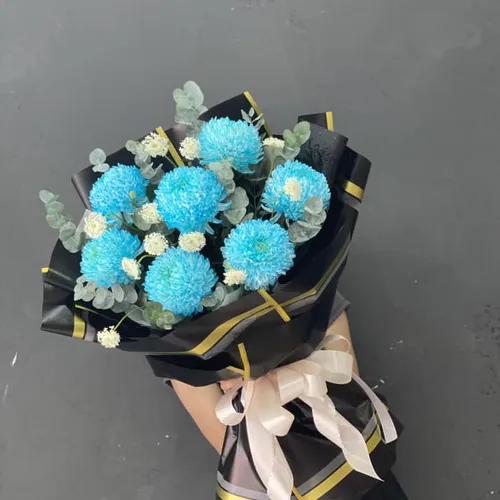 BÓ HOA CÚC MẪU ĐƠN XANH DƯƠNG - HB012