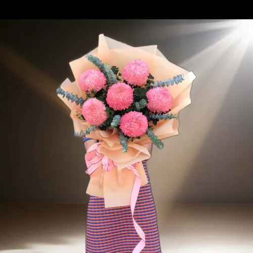 BÓ HOA CÚC MẪU ĐƠN HỒNG - HB006