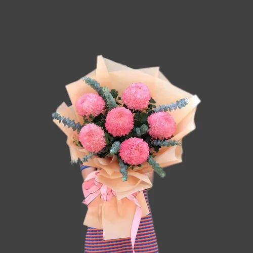 BÓ HOA CÚC MẪU ĐƠN HỒNG - HB006