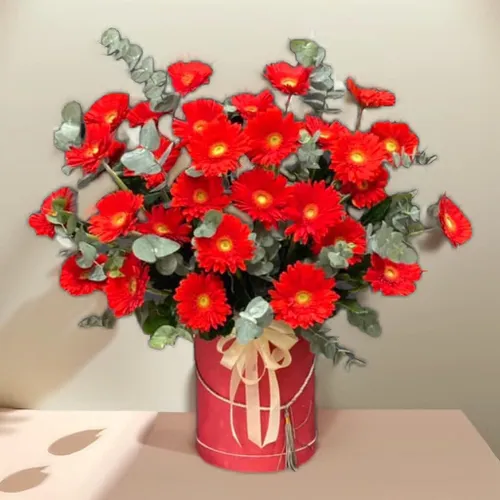 GIỎ HOA ĐỒNG TIỀN ĐỎ- HG012