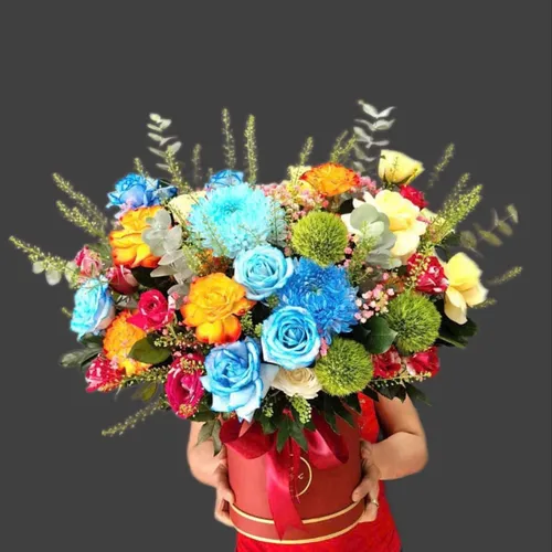 GIỎ HOA MIX MÀU THEO PHONG CÁCH HIỆN ĐẠI - HG009