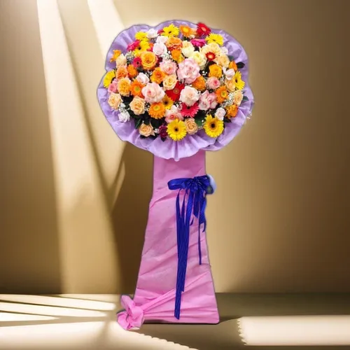 KỆ HOA KHAI TRƯƠNG MIX MÀU THEO PHONG CÁCH HIỆN ĐẠI - KCM012