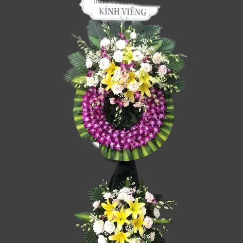 KỆ HOA VIẾNG 2 TẦNG MIX MÀU THEO PHONG CÁCH CỔ ĐIỂN- HV002