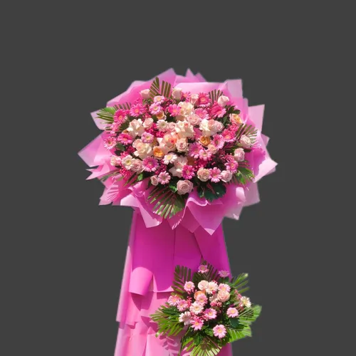 KỆ HOA CHÚC MỪNG KHAI TRƯƠNG TONE HỒNG - KCM006