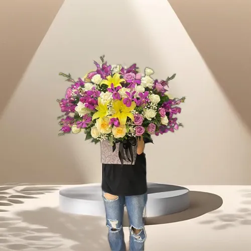 GIỎ HOA VIẾNG MIX MÀU - HV007