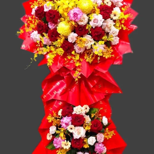 KỆ HOA CHÚC MỪNG KHAI TRƯƠNG MIX MÀU - KCM007