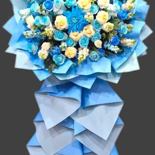 KỆ HOA KHAI TRƯƠNG TONE XANH DƯƠNG THEO PHONG CÁCH HIỆN ĐẠI - KCM011