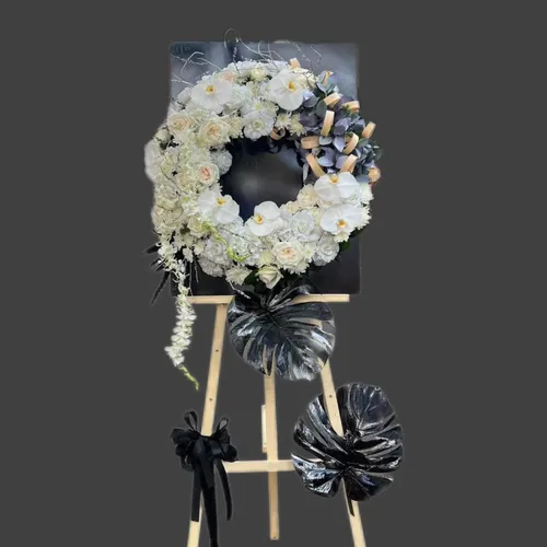 KỆ HOA VIẾNG 1 TẦNG TONE TRẮNG- HV013