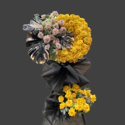 KỆ HOA VIẾNG 2 TẦNG TONE VÀNG- HV012