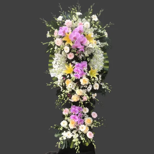 KỆ HOA VIẾNG 2 TẦNG MIX MÀU THEO PHONG CÁCH CỔ ĐIỂN- HV003