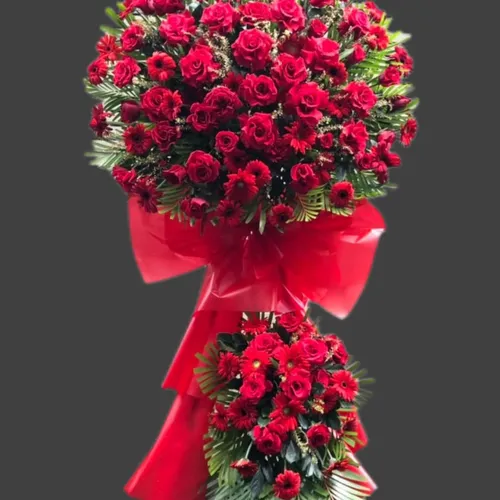 KỆ HOA KHAI TRƯƠNG TONE ĐỎ THEO PHONG CÁCH HIỆN ĐẠI - KCM010