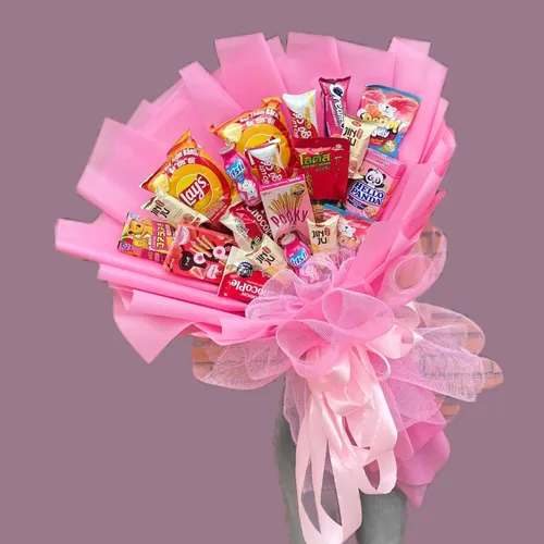 BÓ HOA BÁNH KẸO TONE HỒNG -HBK002