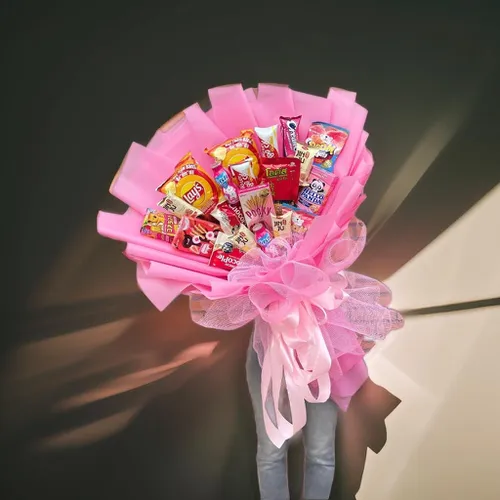 BÓ HOA BÁNH KẸO TONE HỒNG -HBK002